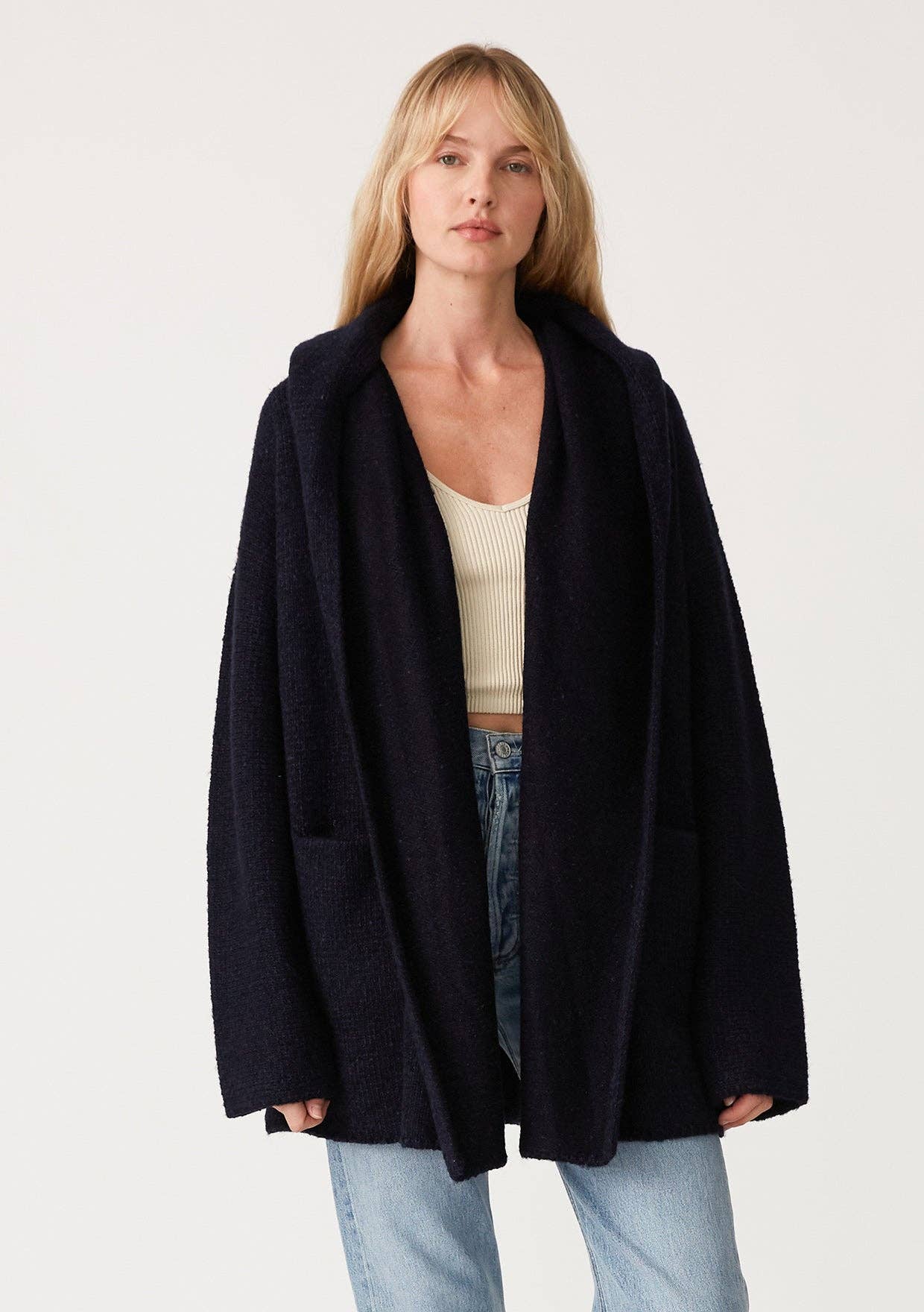 Lovestitch Mid-Length Oversized Long Sleeve Hooded Coatigan