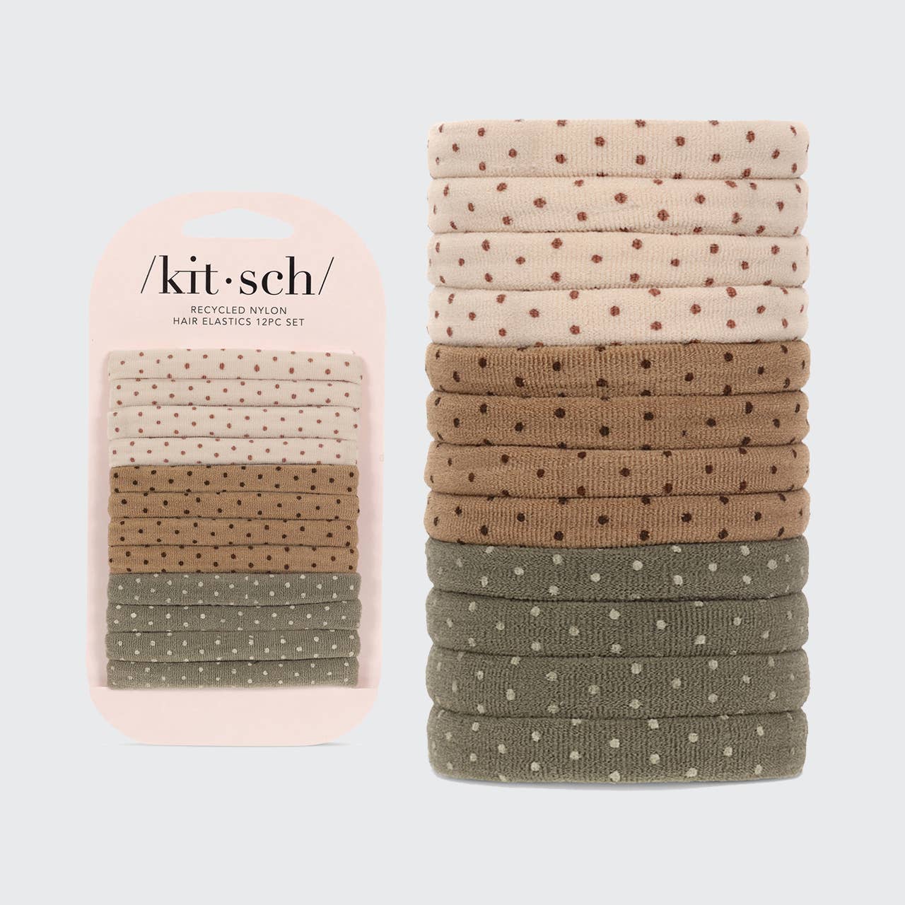 Kitsch Eco-Friendly Polka Dot Elastics - 12 Pack