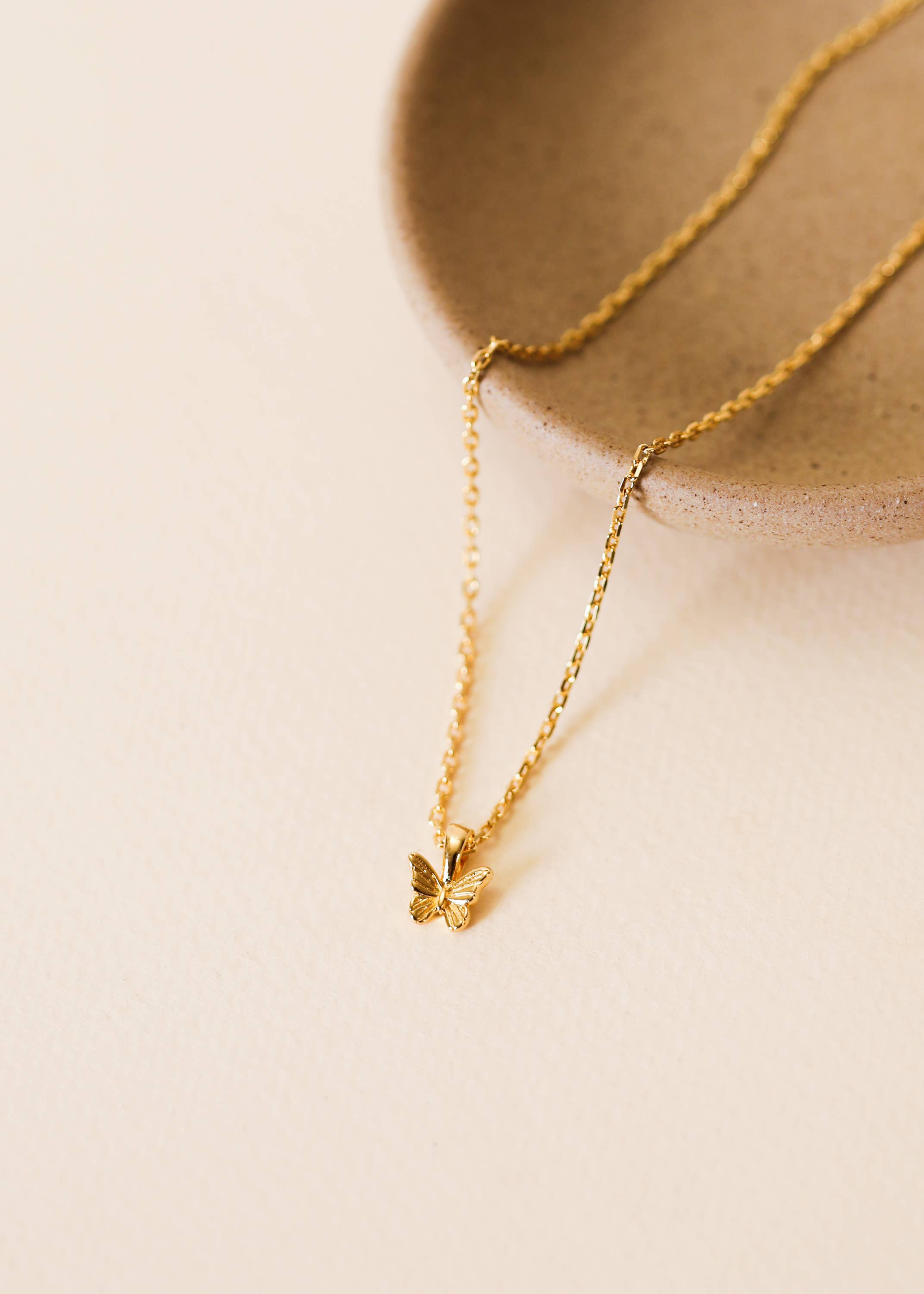 JaxKelly Mini Butterfly Pendant Necklace - 18k Gold Plated